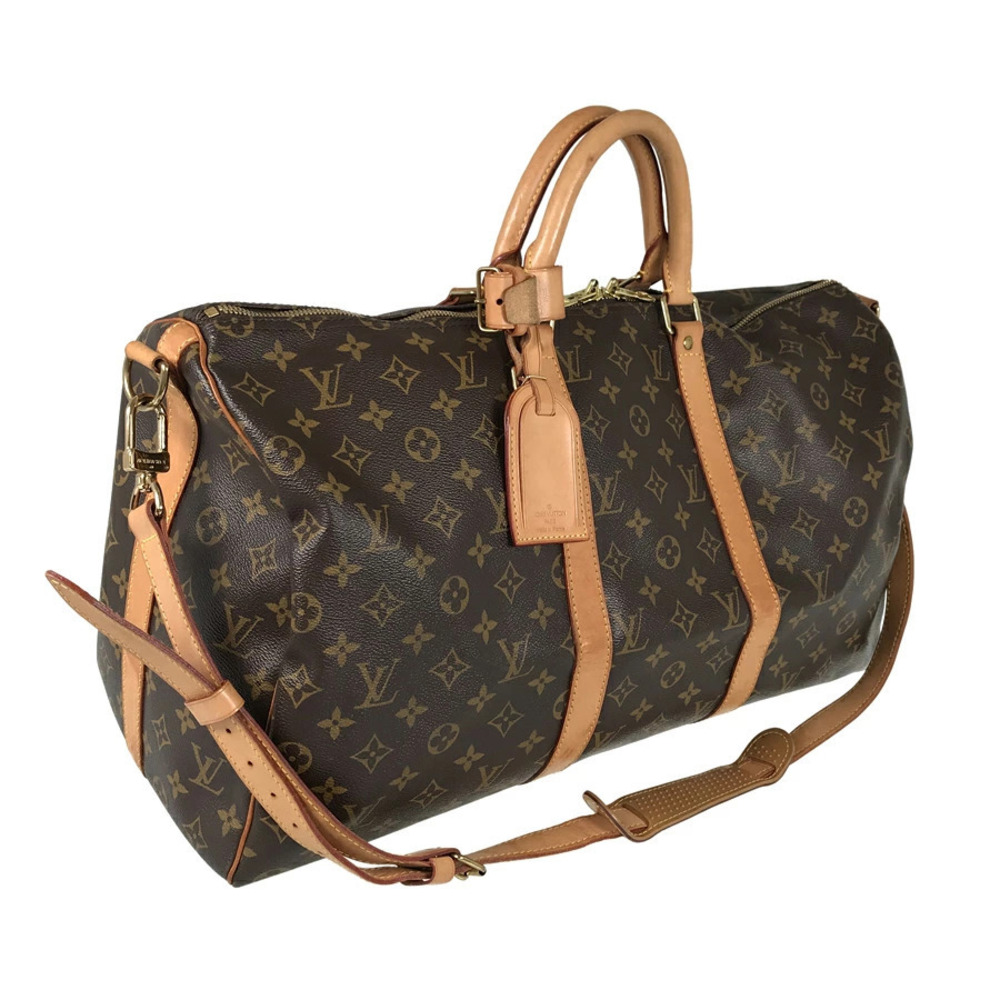 Louis Vuitton Monogram Keepall Bandouliere Boston Bag Brown